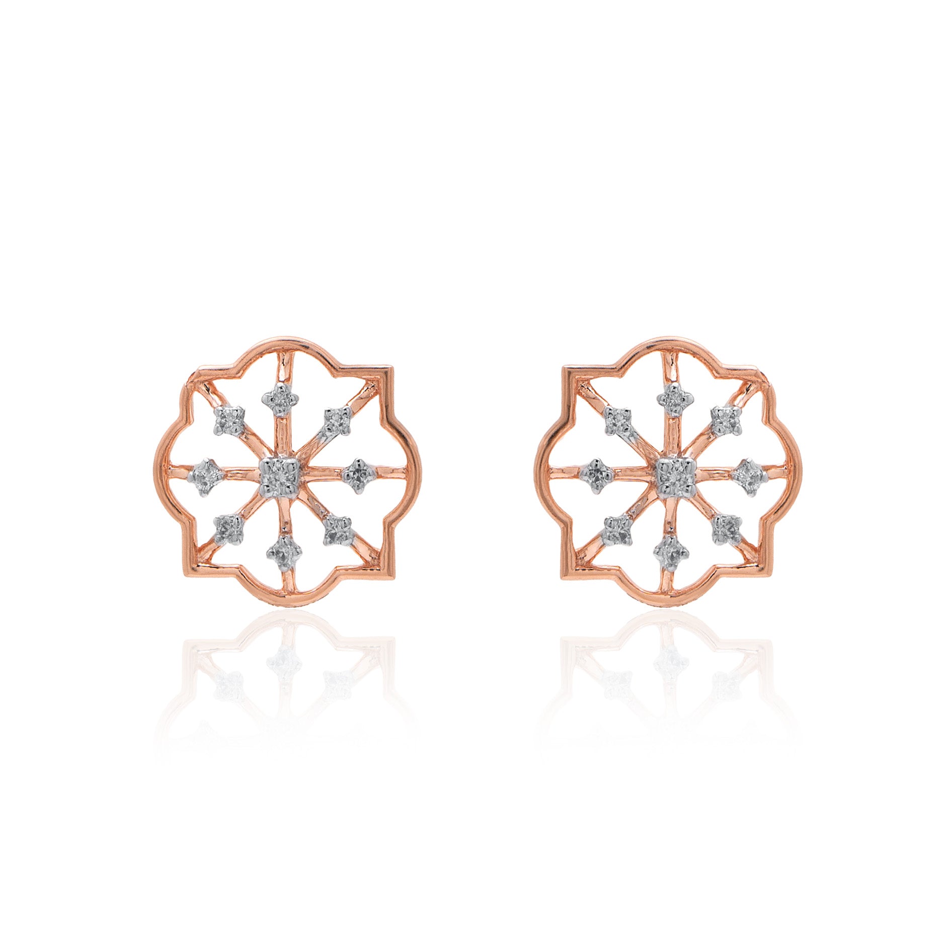Starburst Wheel Diamond Earrings – alternate studio view