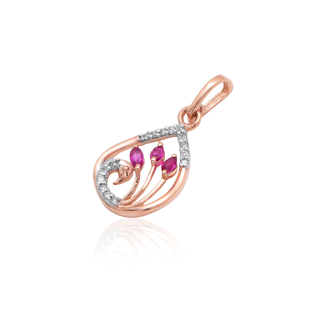 Roseate Flame Diamond Pendant – alternate studio view