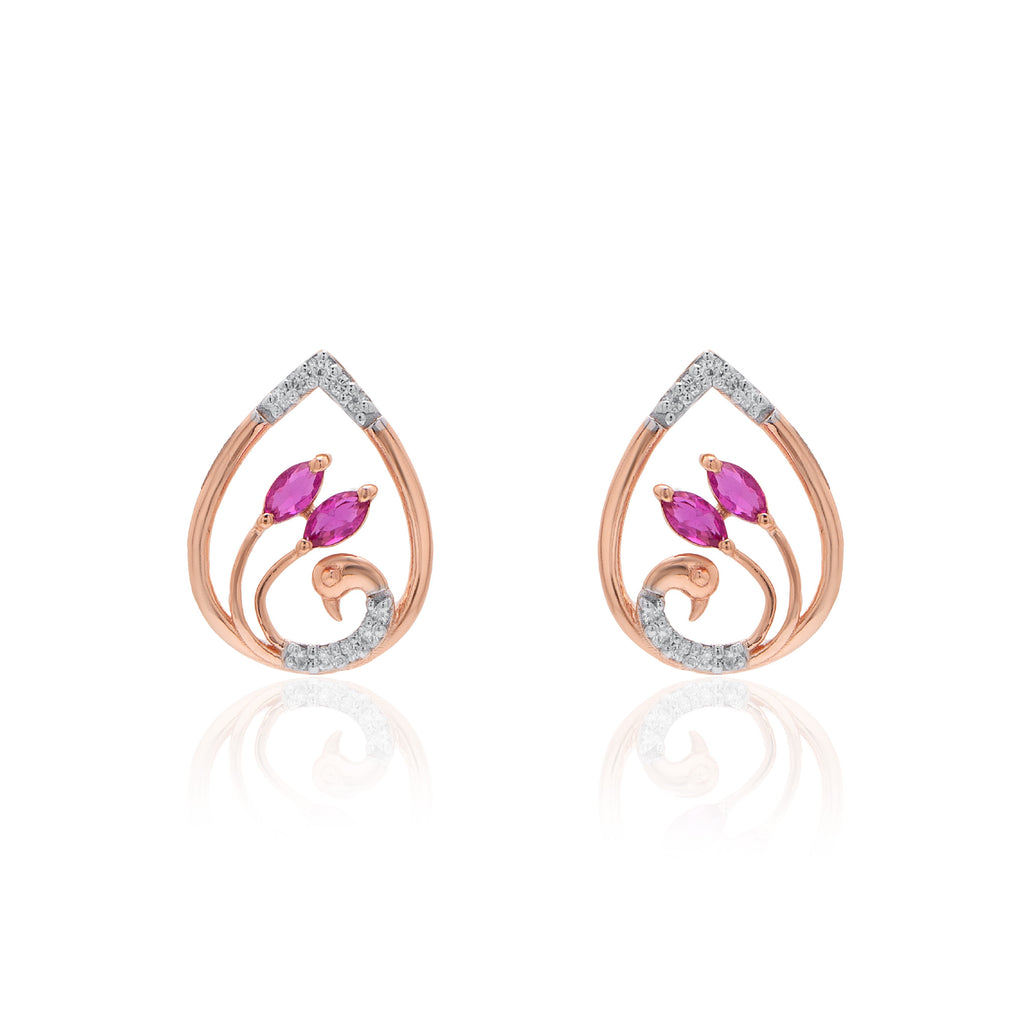 Roseate Heart Diamond Earrings – alternate studio view
