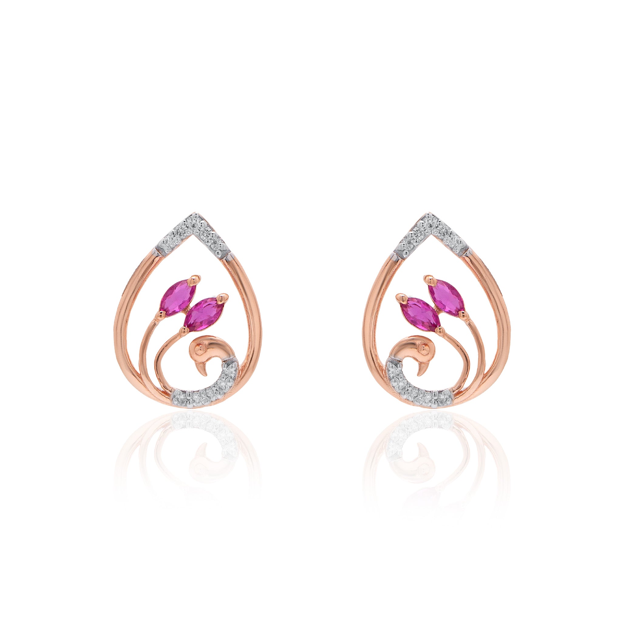 Roseate Heart Diamond Earrings – alternate studio view