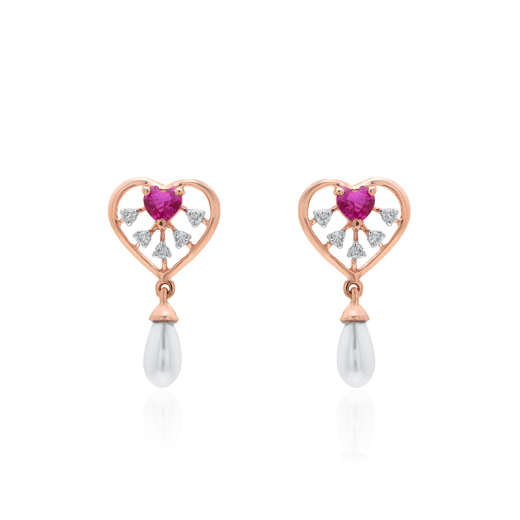 Heartlight Drop Diamond Earrings – alternate studio view