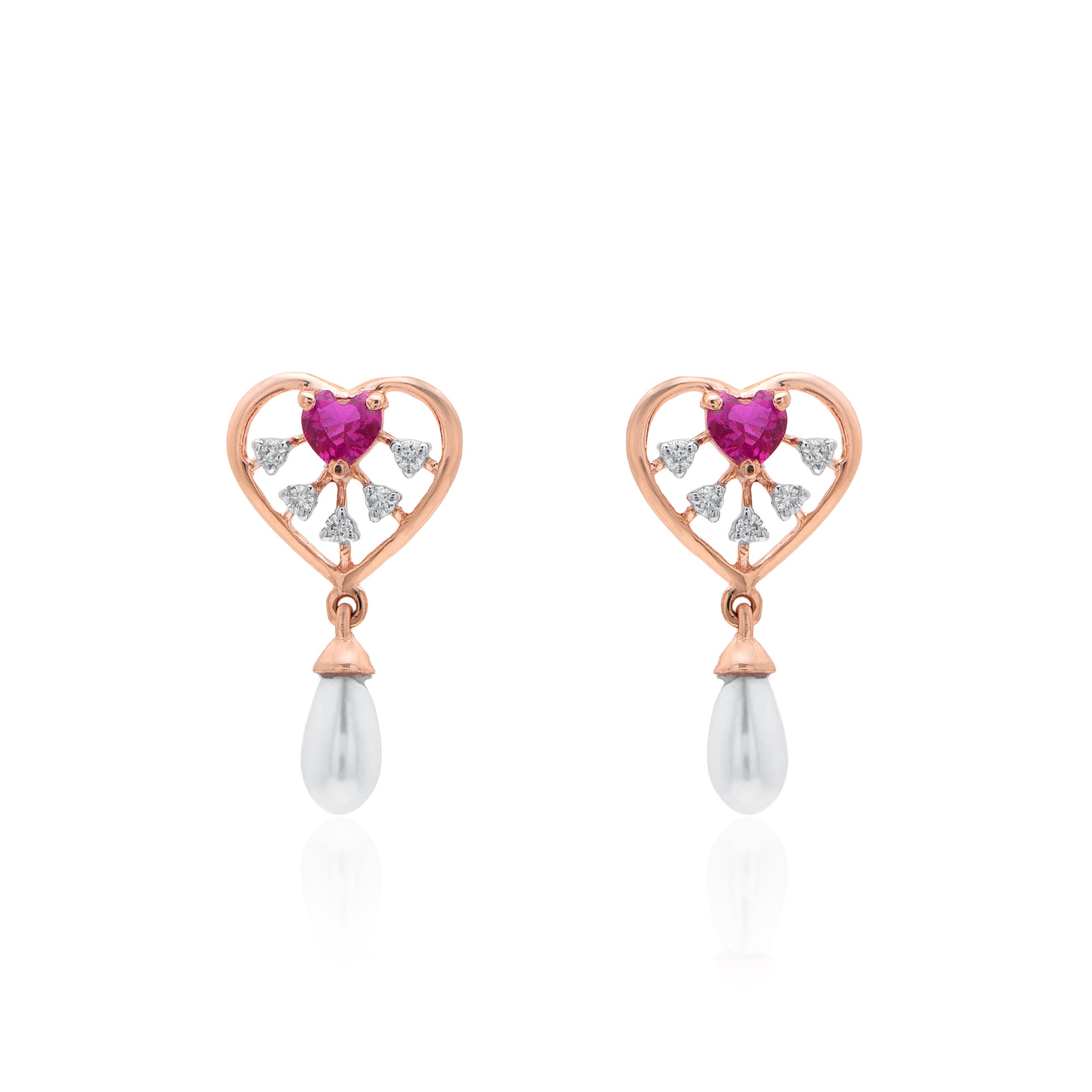 Heartlight Drop Diamond Earrings – alternate studio view