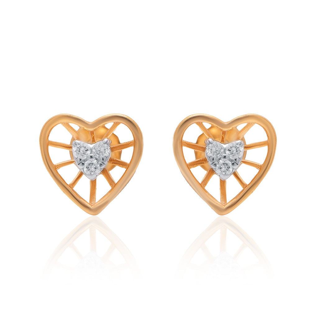 Lattice Heart Diamond Earrings – front studio view