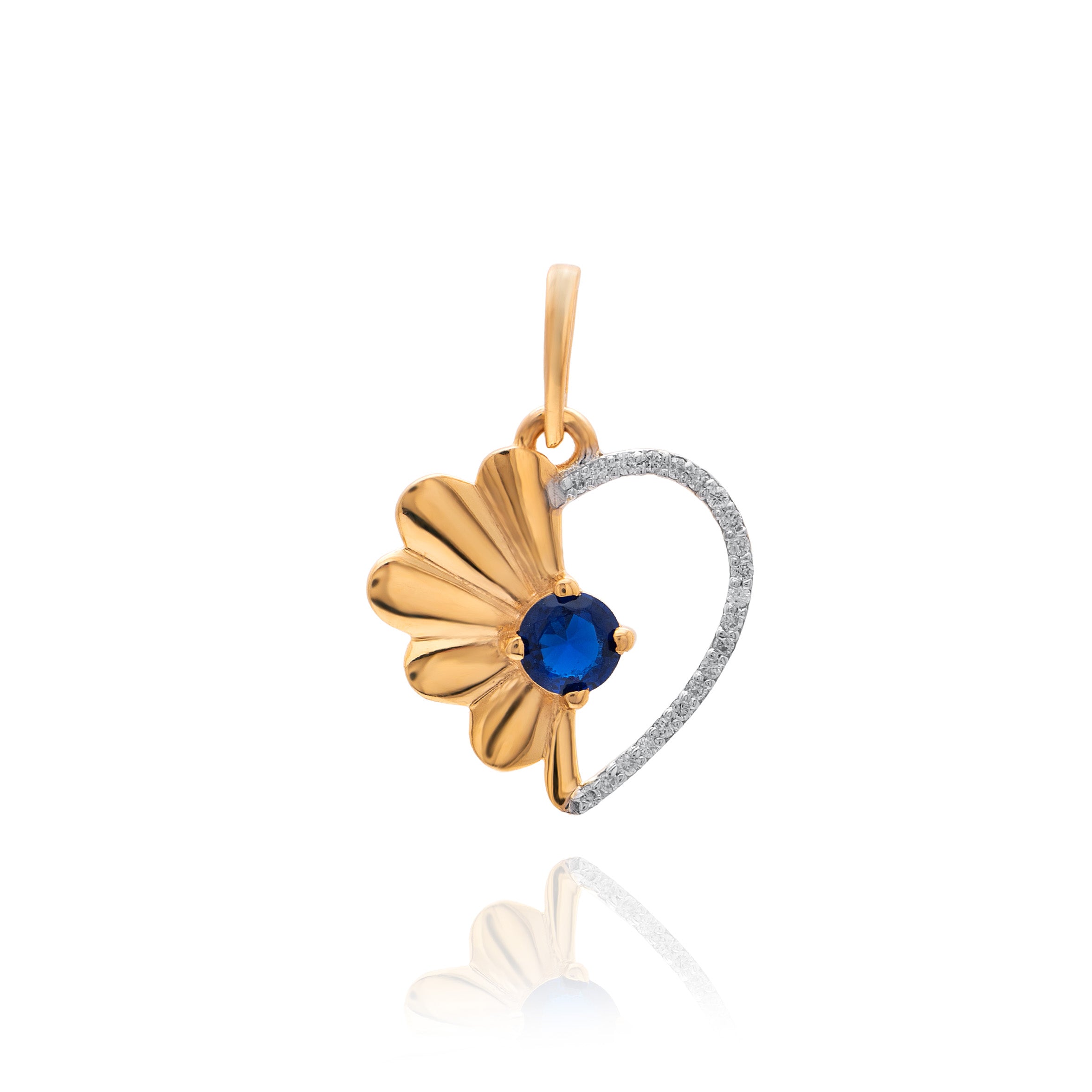 Azure Sunflower Diamond Pendant – front studio view
