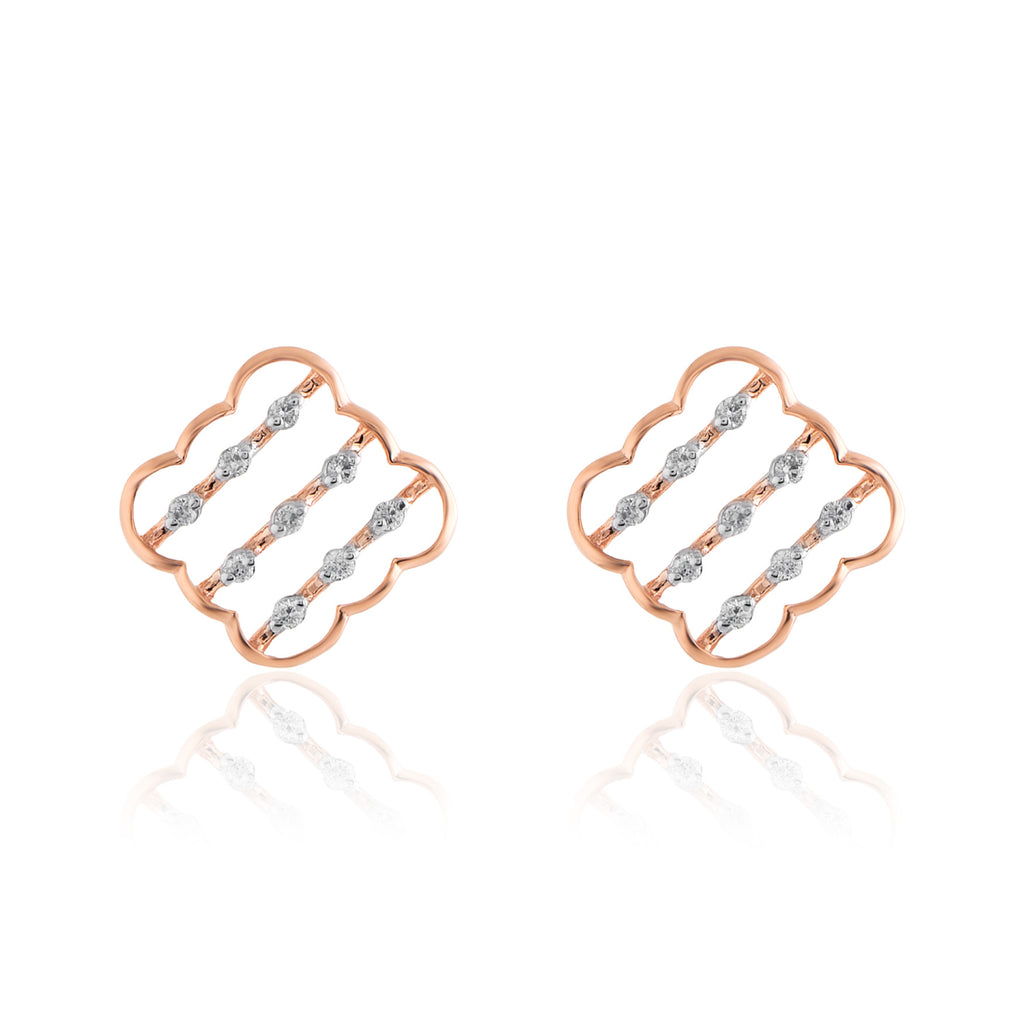 Ripple Line Diamond Earrings – front studio view