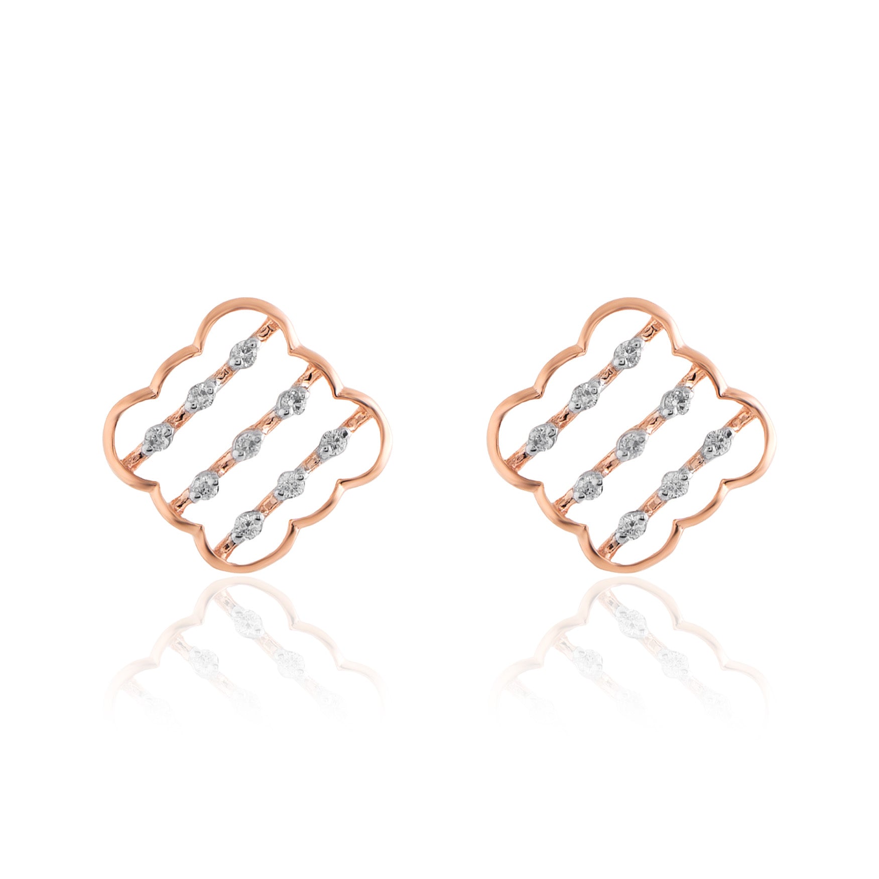 Ripple Line Diamond Earrings – front studio view