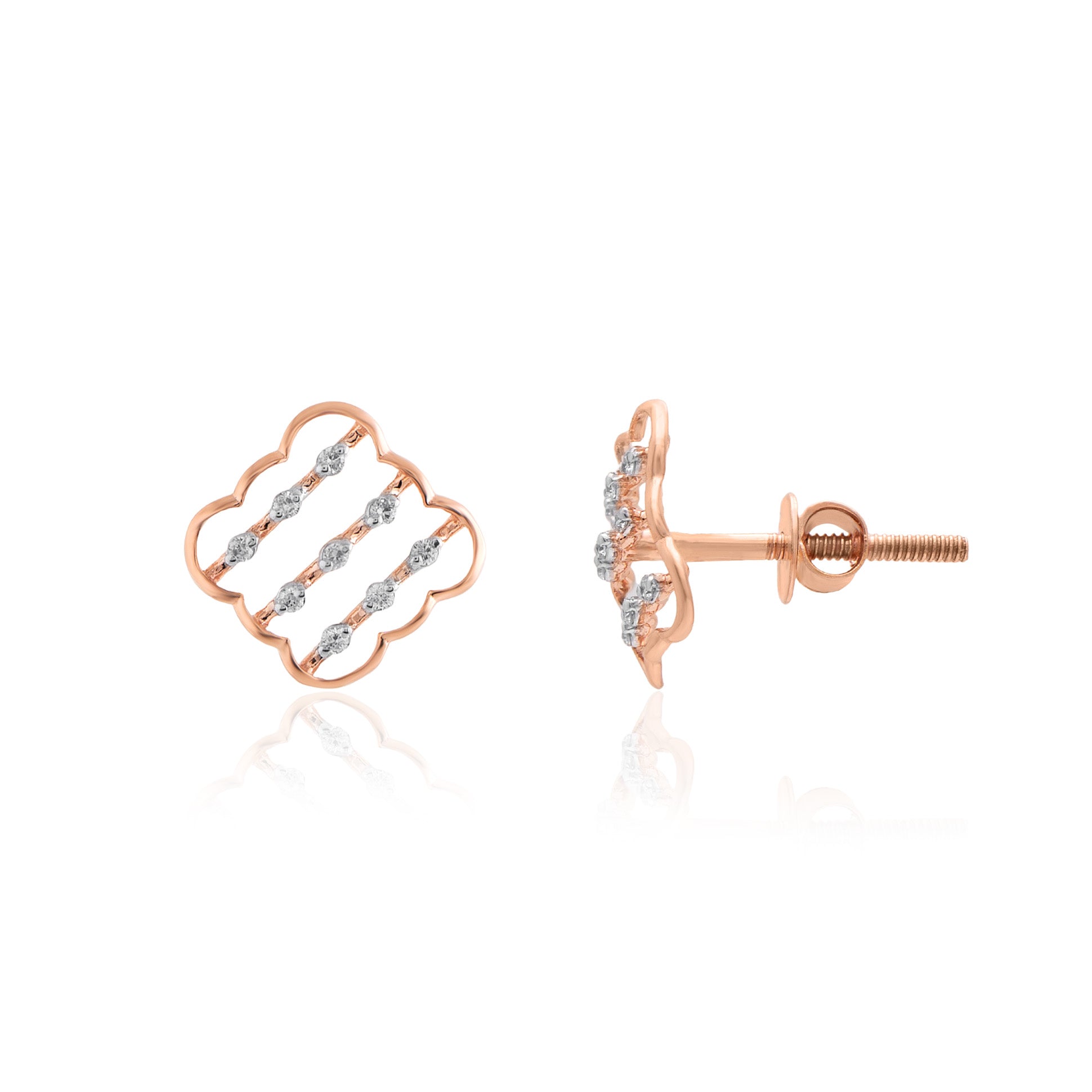 Ripple Line Diamond Earrings – alternate studio view