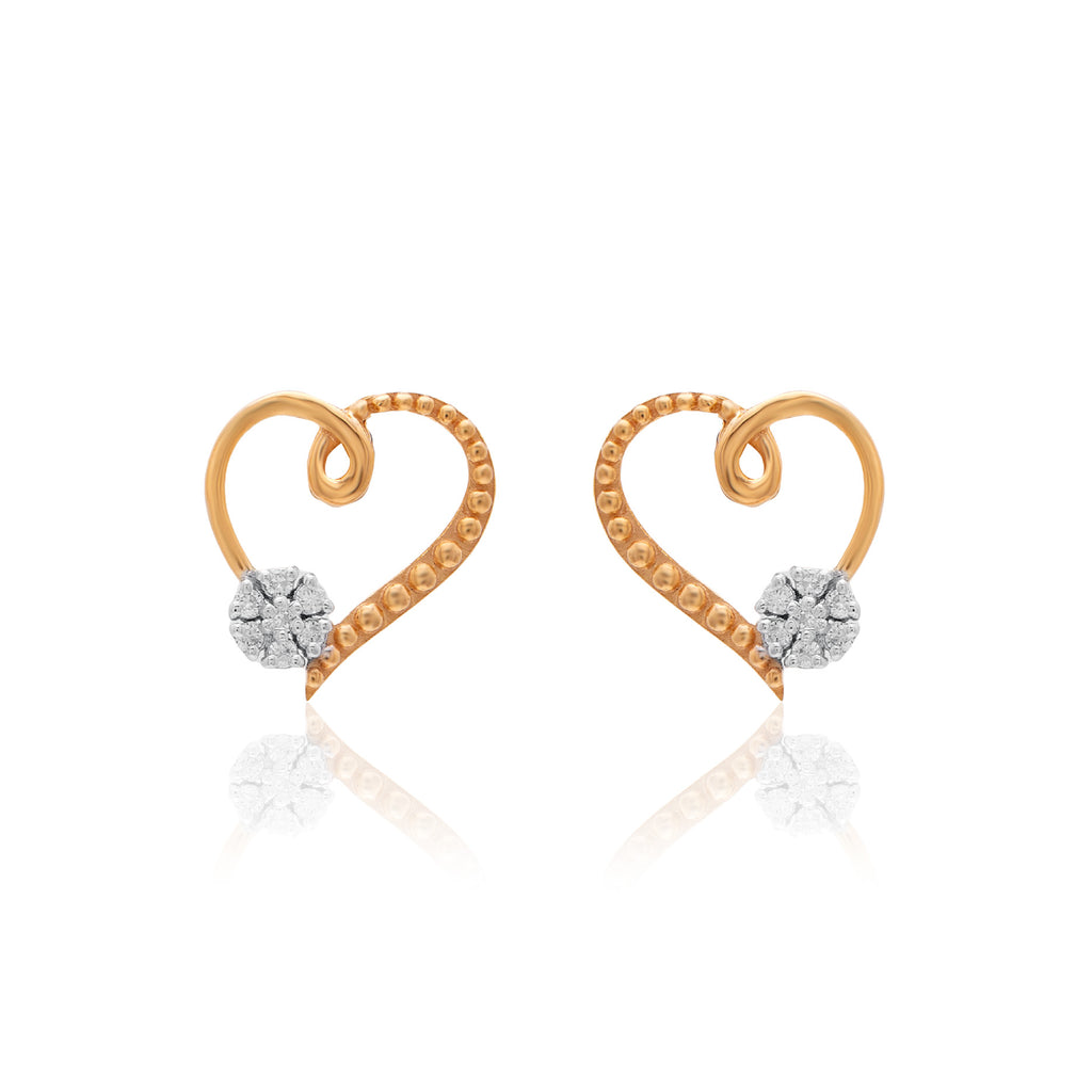 Heart Bow Diamond Earrings – front studio view