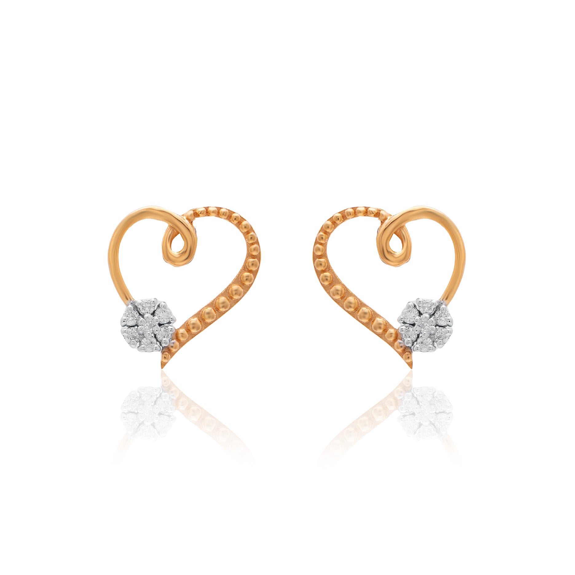 Heart Bow Diamond Earrings – front studio view