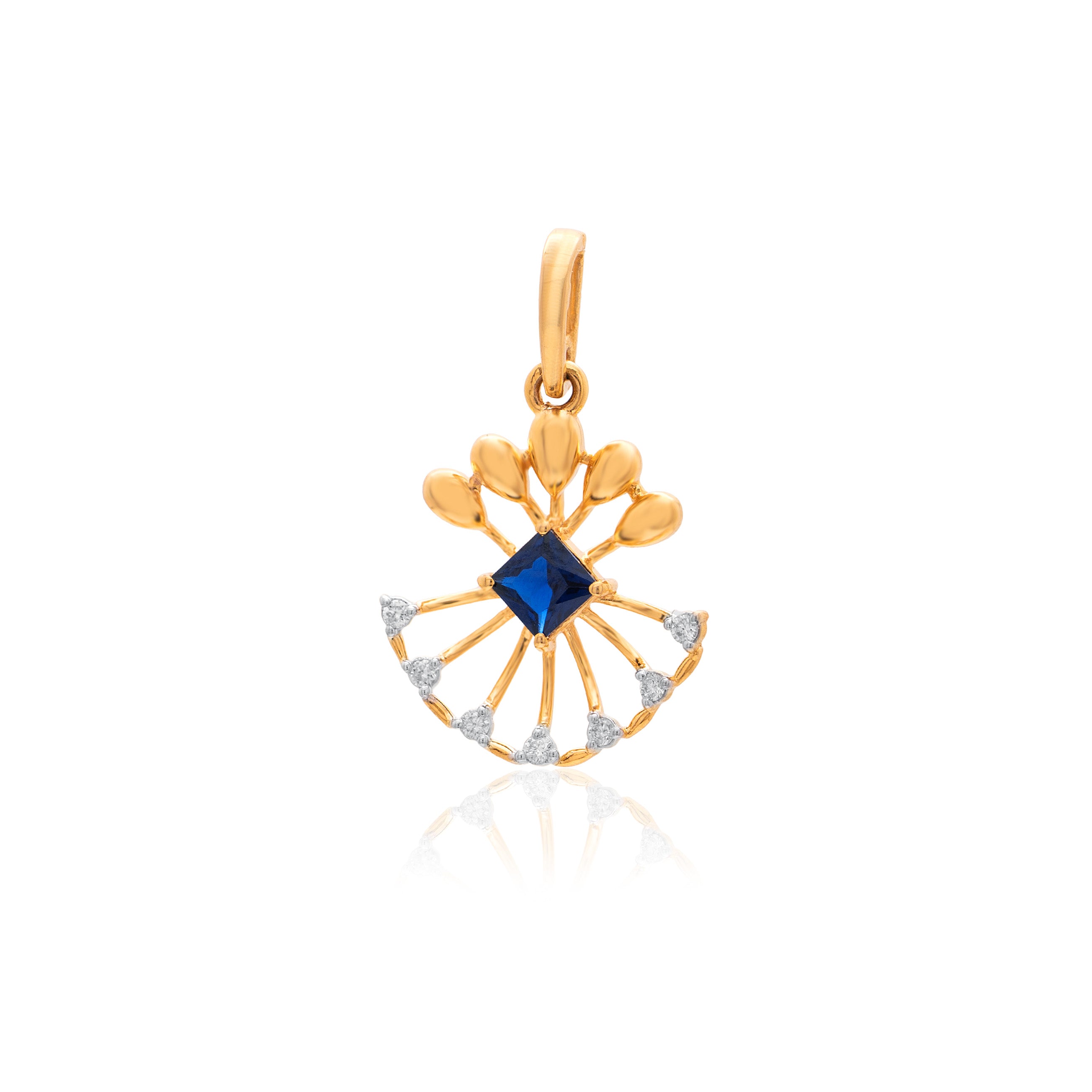 Midnight Fan Diamond Pendant – front studio view