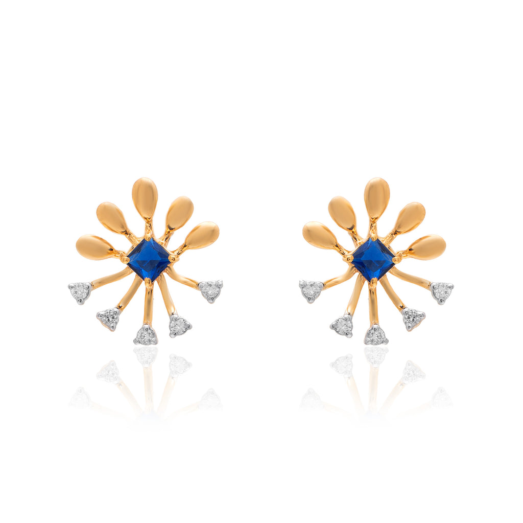 Azure Sunburst Diamond Earrings – front studio view