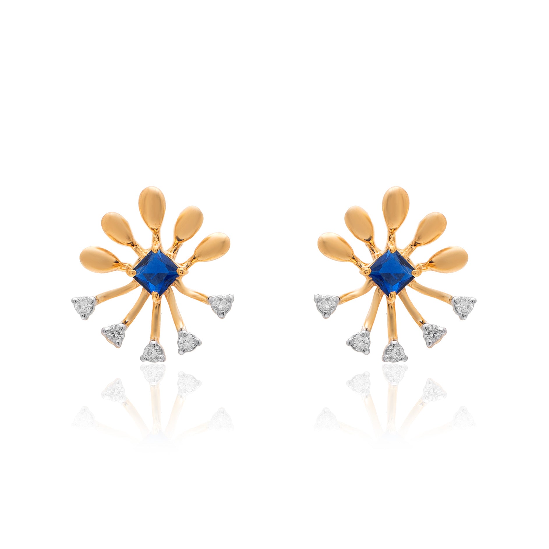 Azure Sunburst Diamond Earrings – front studio view