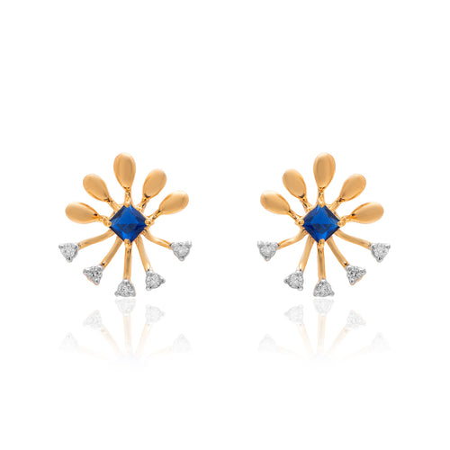 Azure Sunburst Diamond Earrings – front studio view