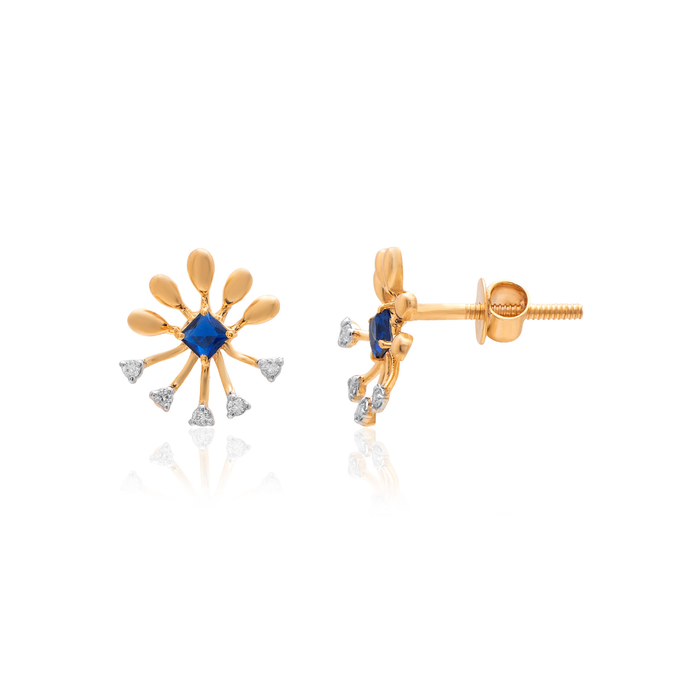 Azure Sunburst Diamond Earrings – alternate studio view
