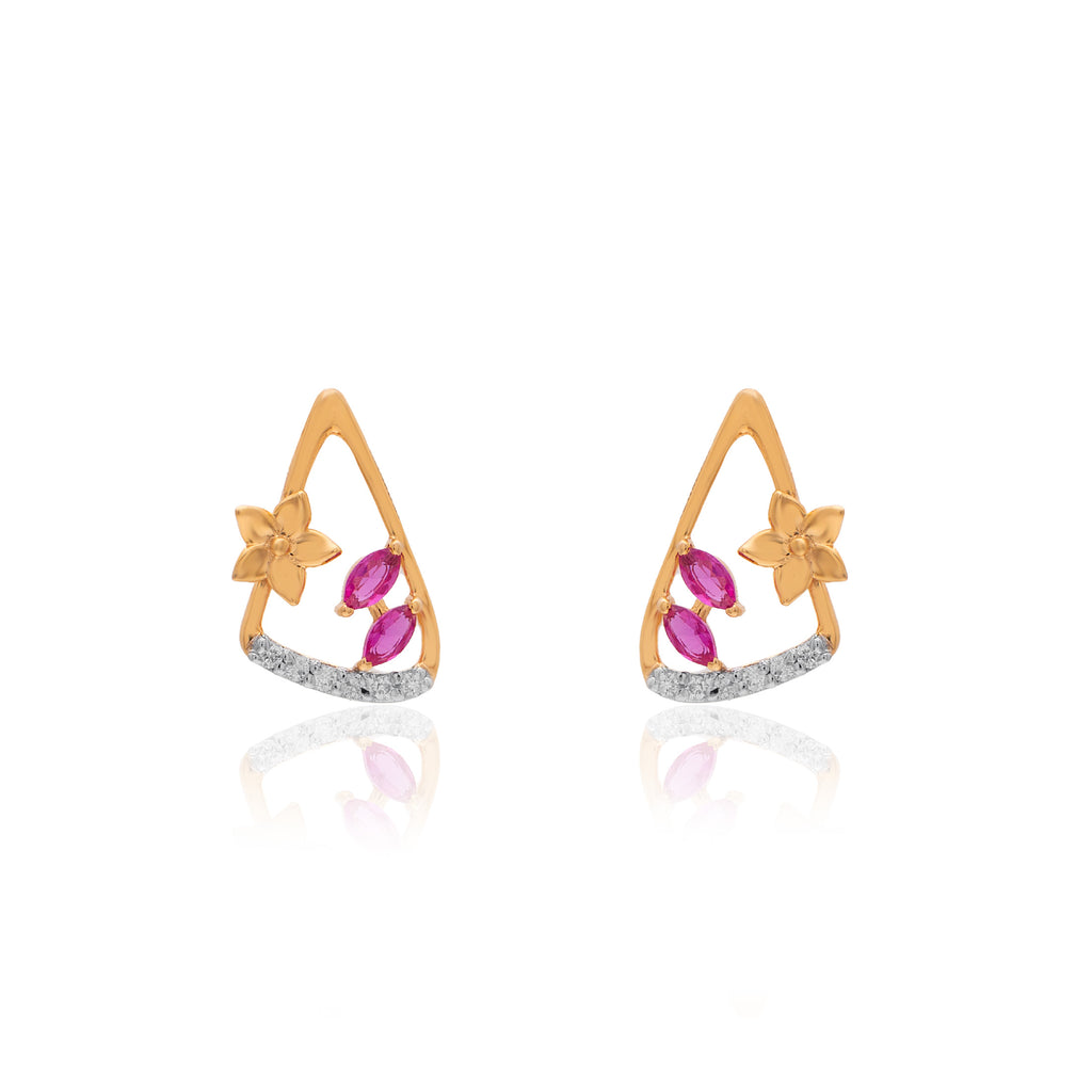 Roseate Geometry Diamond Earrings – front studio view