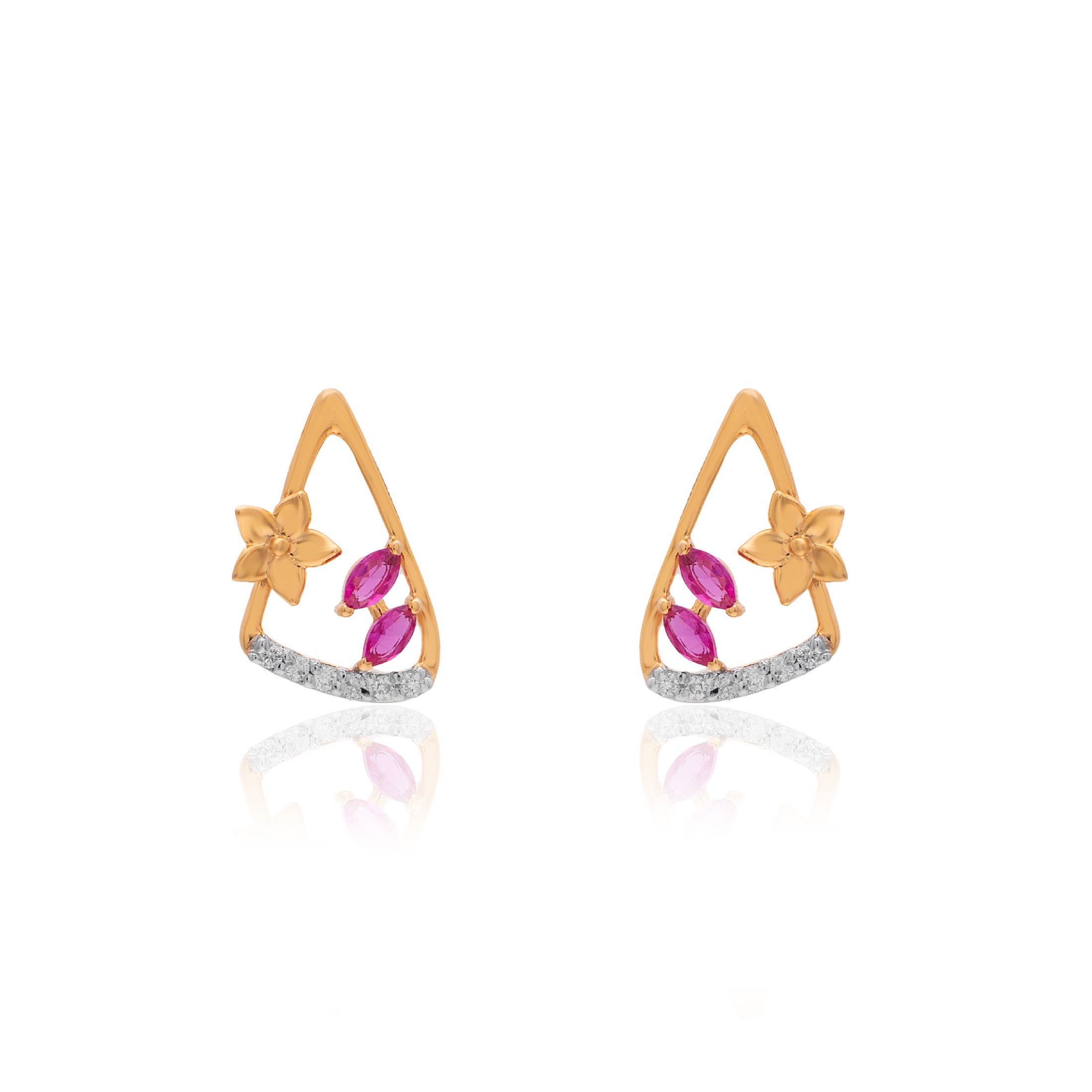 Roseate Geometry Diamond Earrings – front studio view