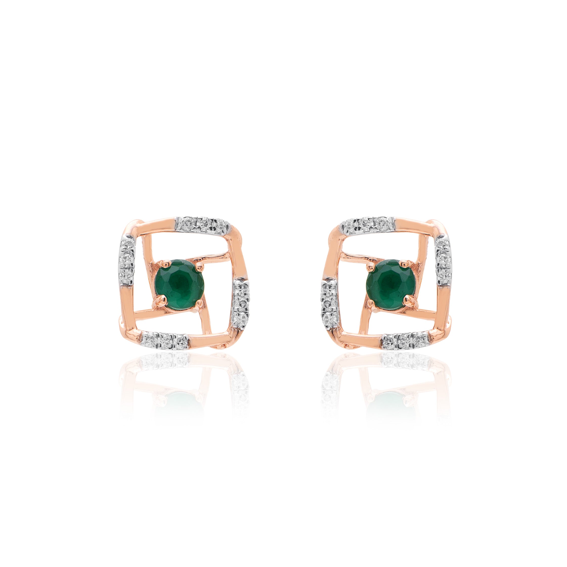 Verdant Frame Diamond Earrings – front studio view