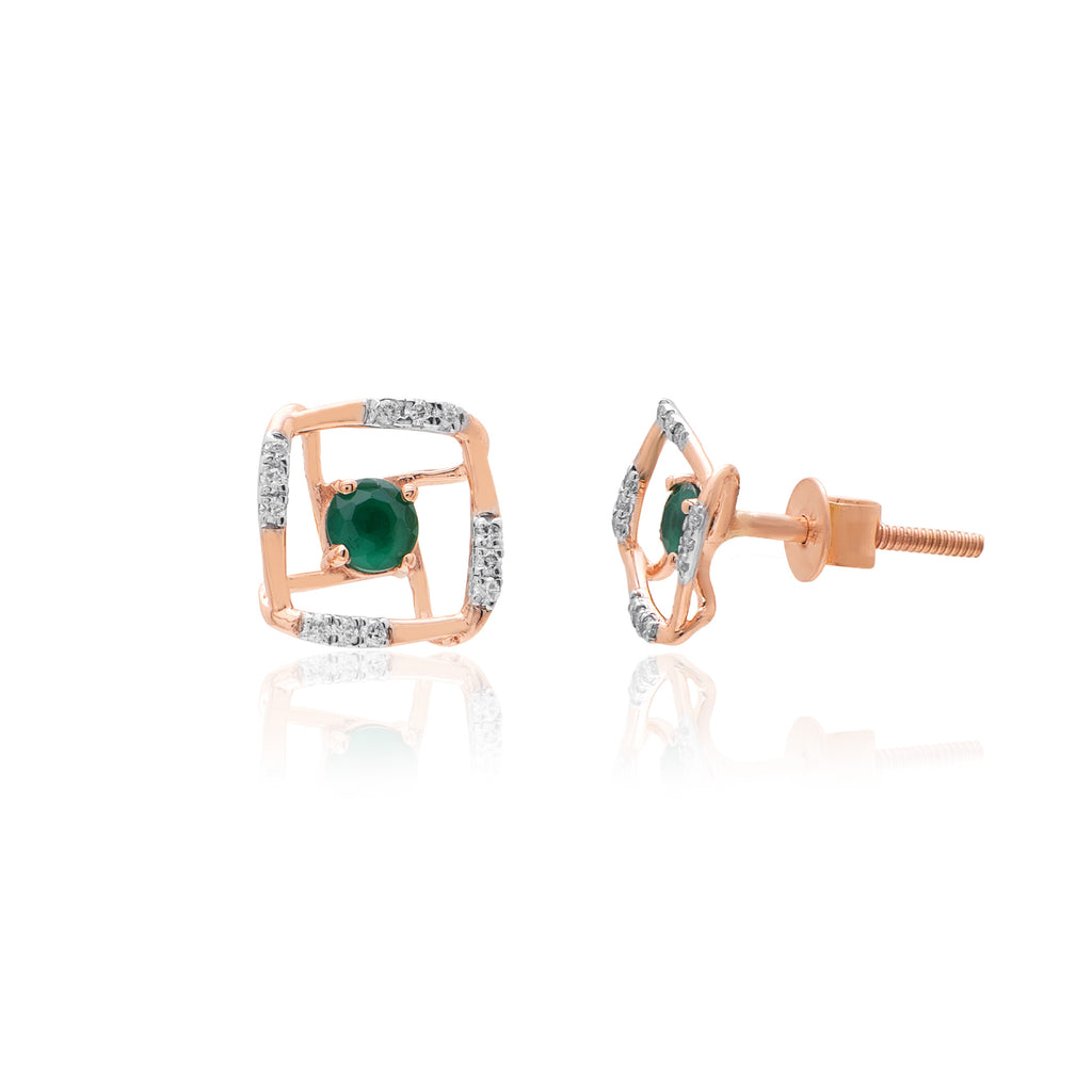 Verdant Frame Diamond Earrings – alternate studio view