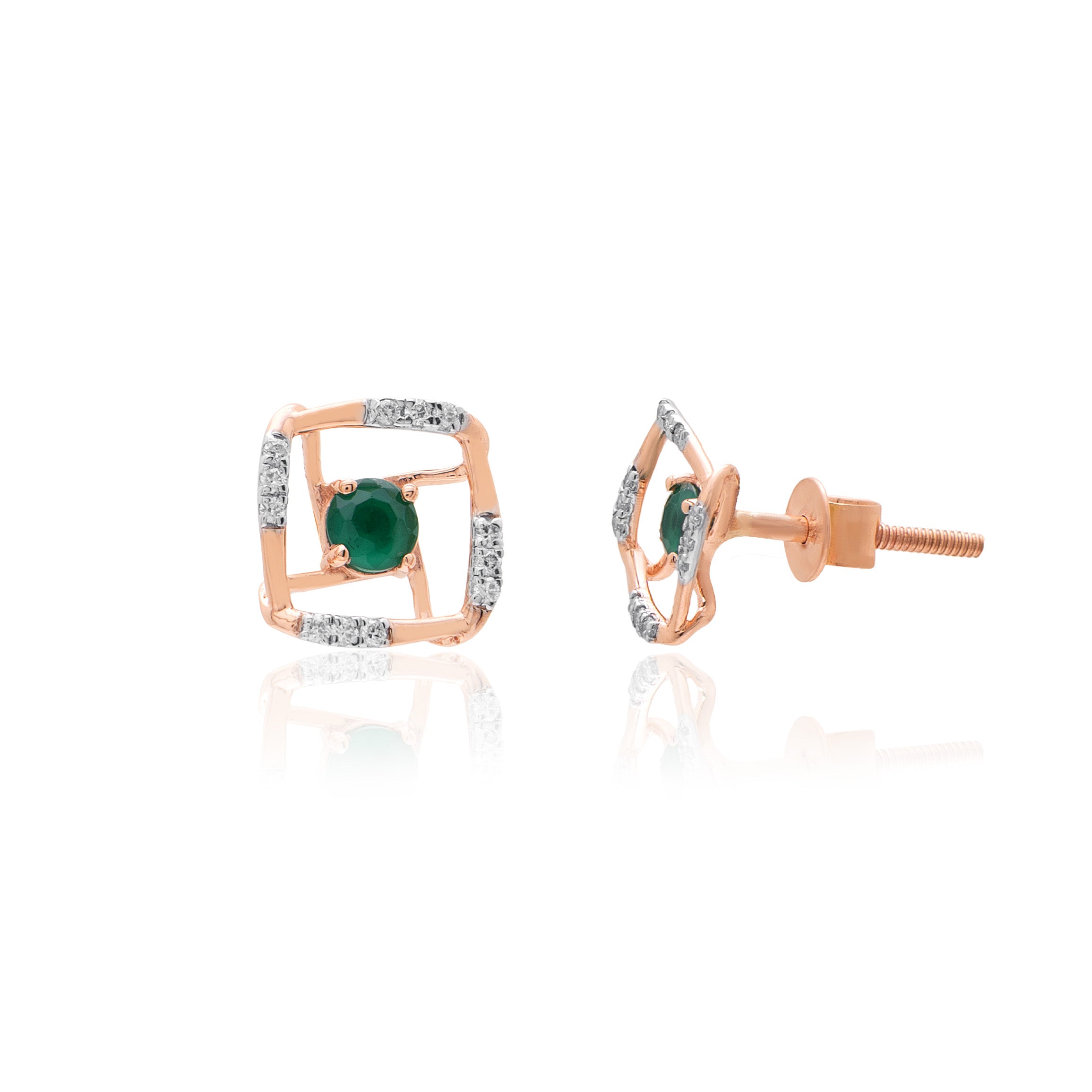 Verdant Frame Diamond Earrings – alternate studio view
