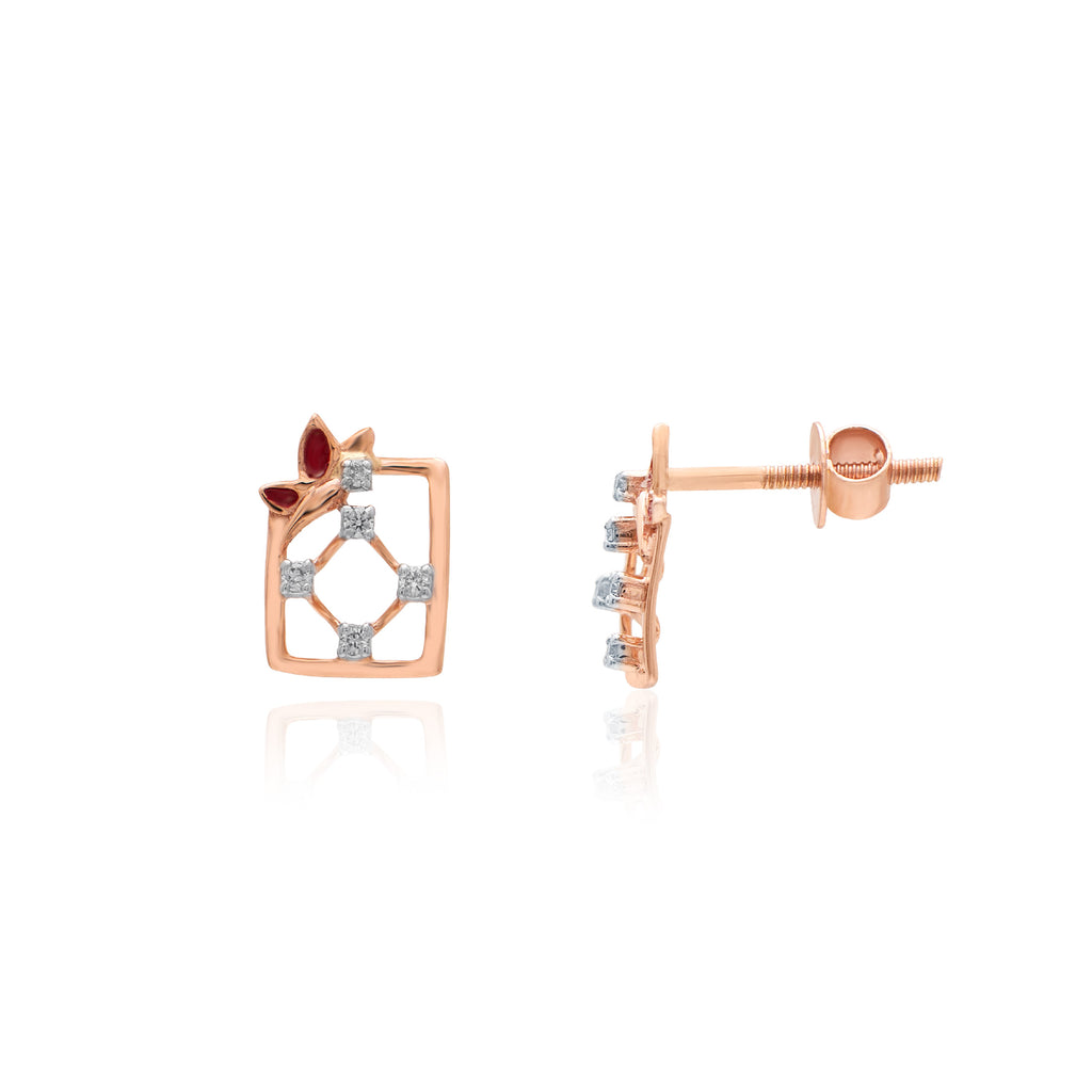Crimson Frame Diamond Earrings – alternate studio view