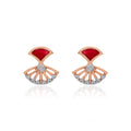 Crimson Fan Diamond Earrings – studio view 1