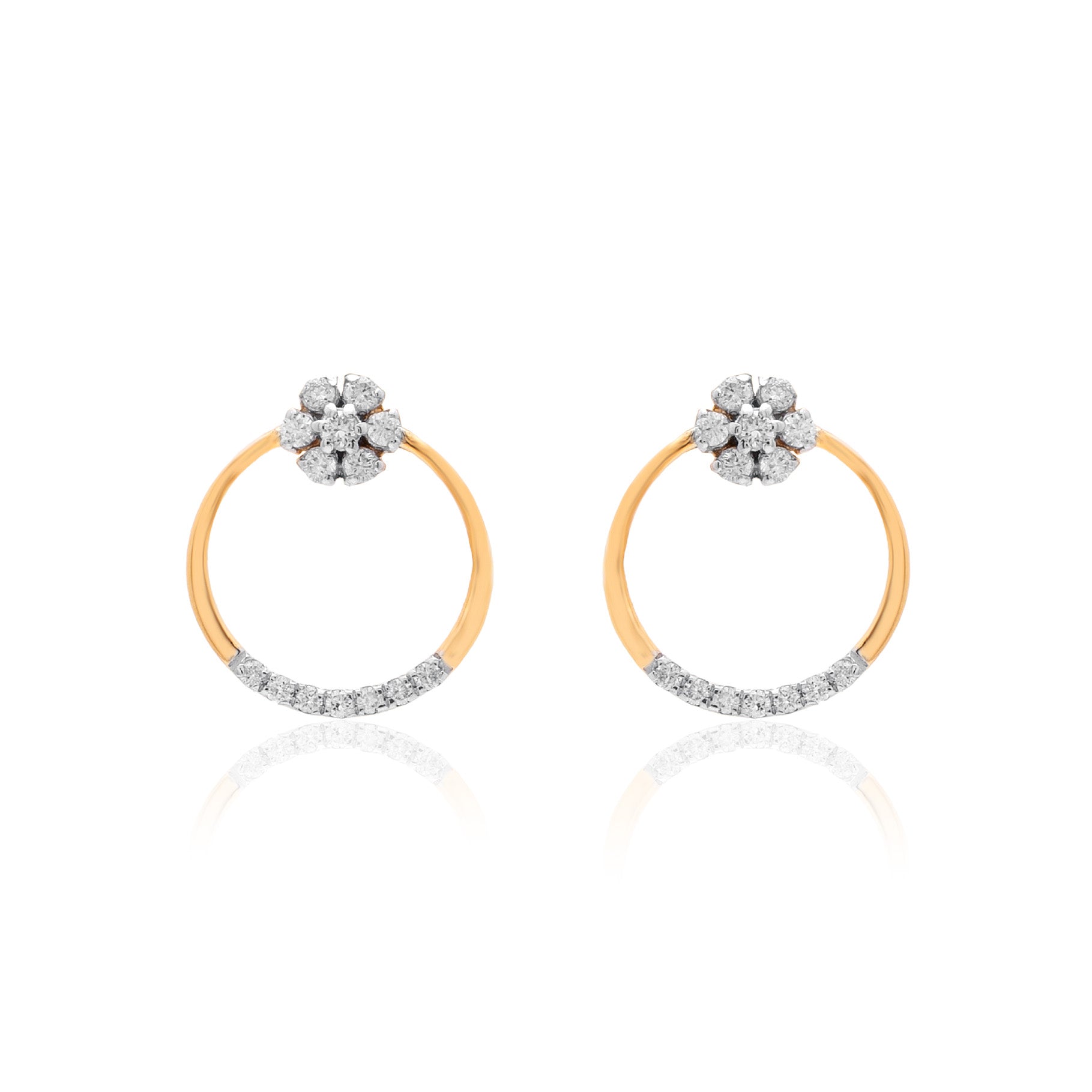 Floral Halo Diamond Earrings – studio view 1