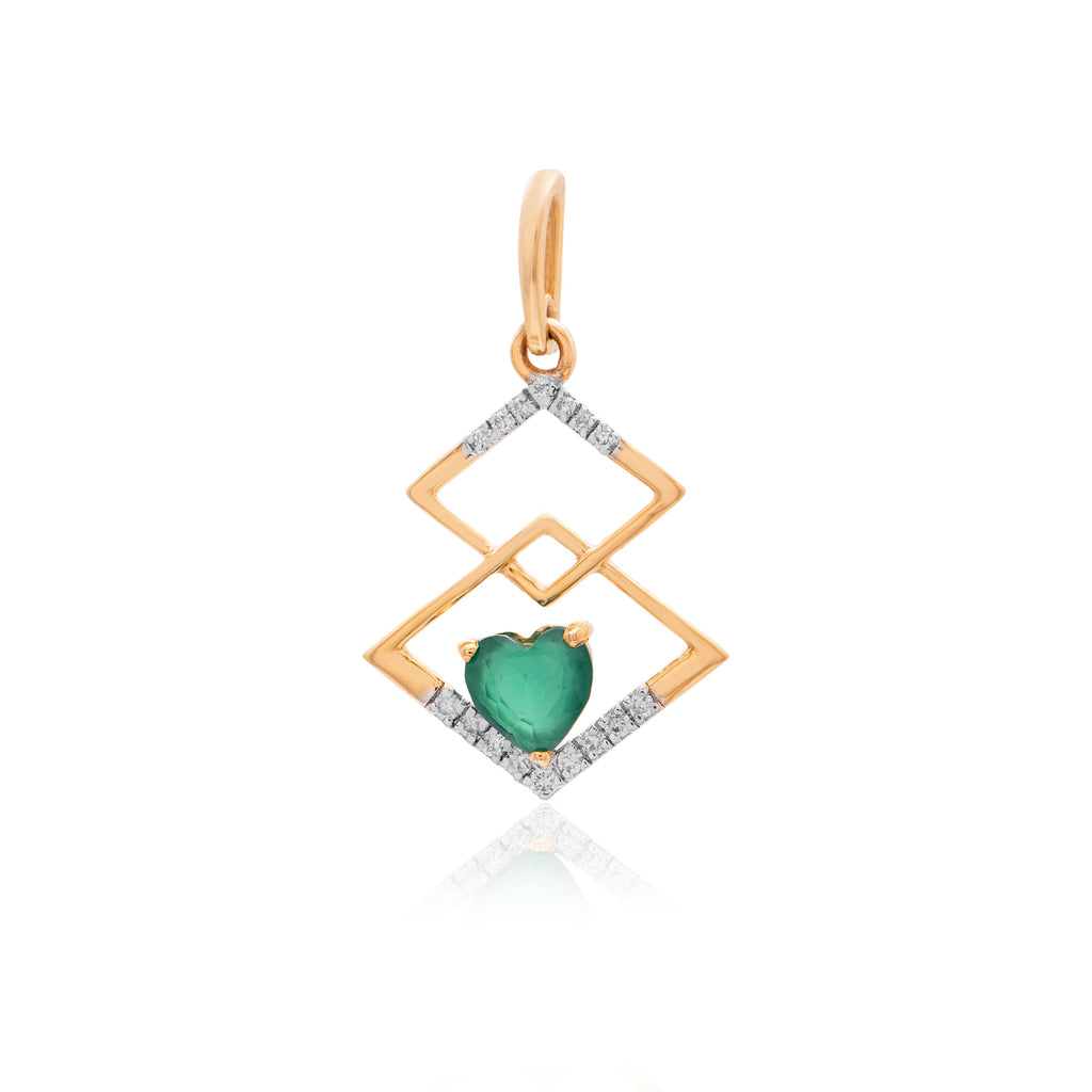 Verdant Geometry Diamond Pendant – front studio view