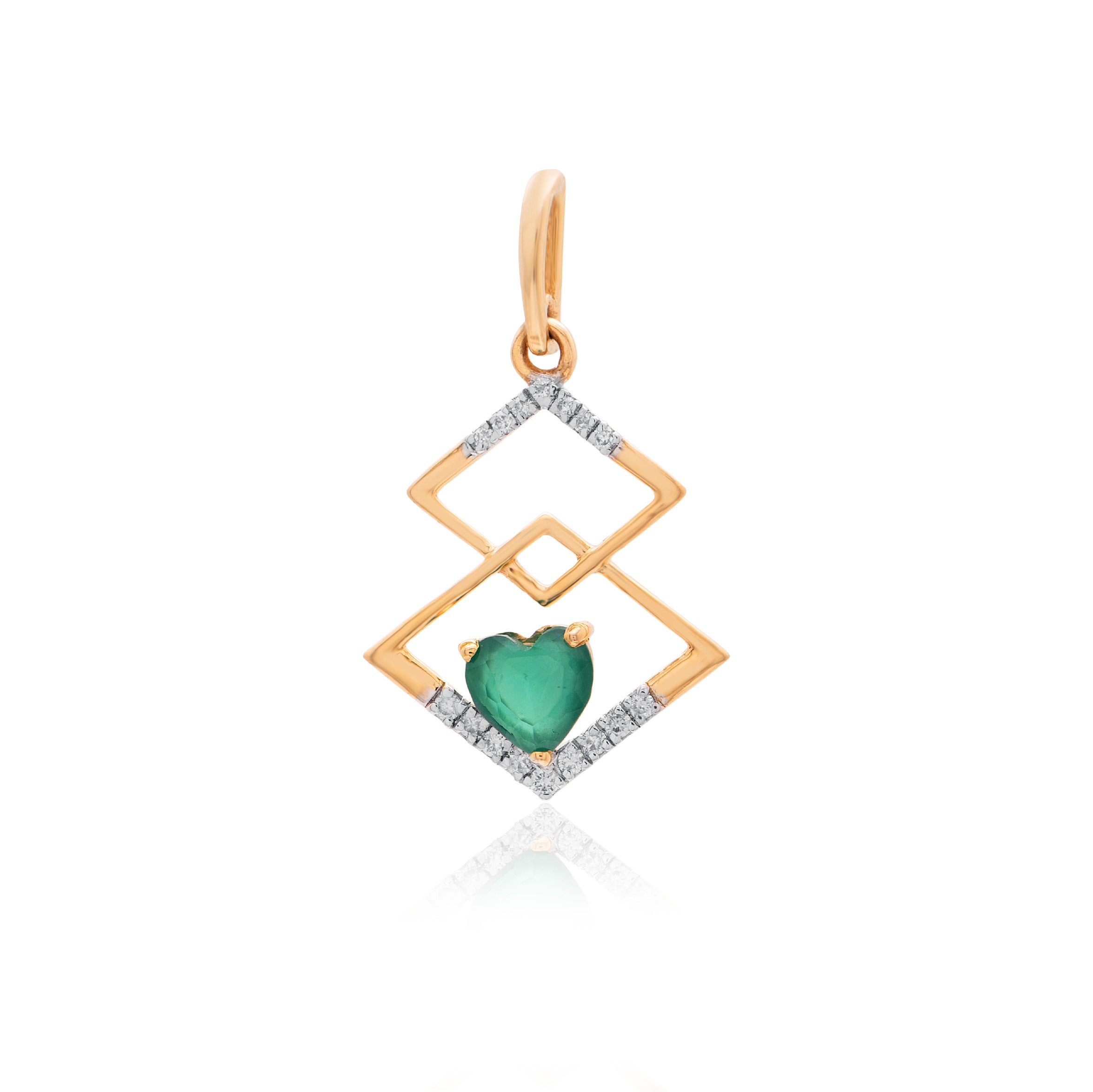 Verdant Geometry Diamond Pendant – front studio view
