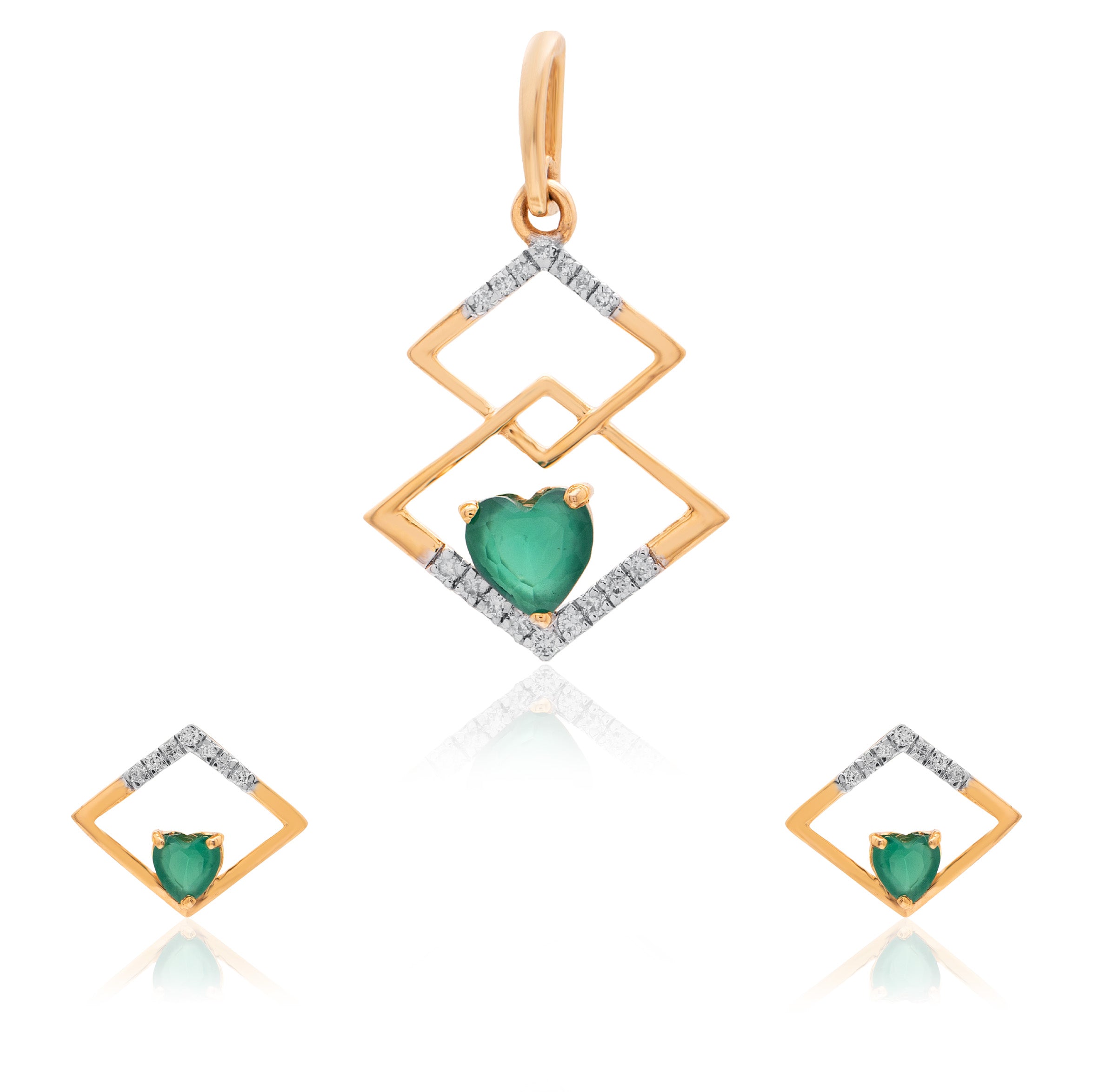Verdant Geometry Diamond Pendant – alternate studio view