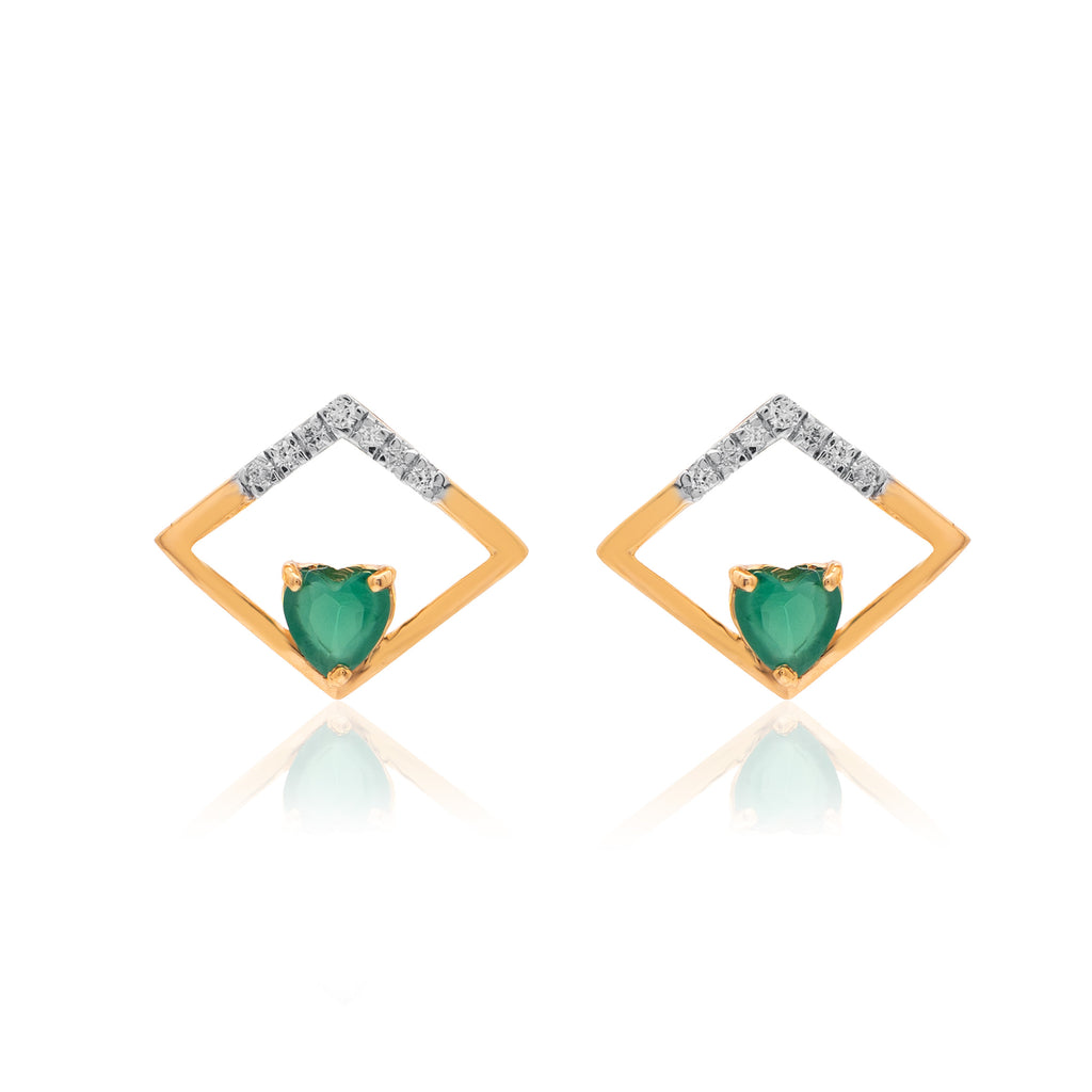 Verdant Diamond Frame Diamond Earrings – front studio view