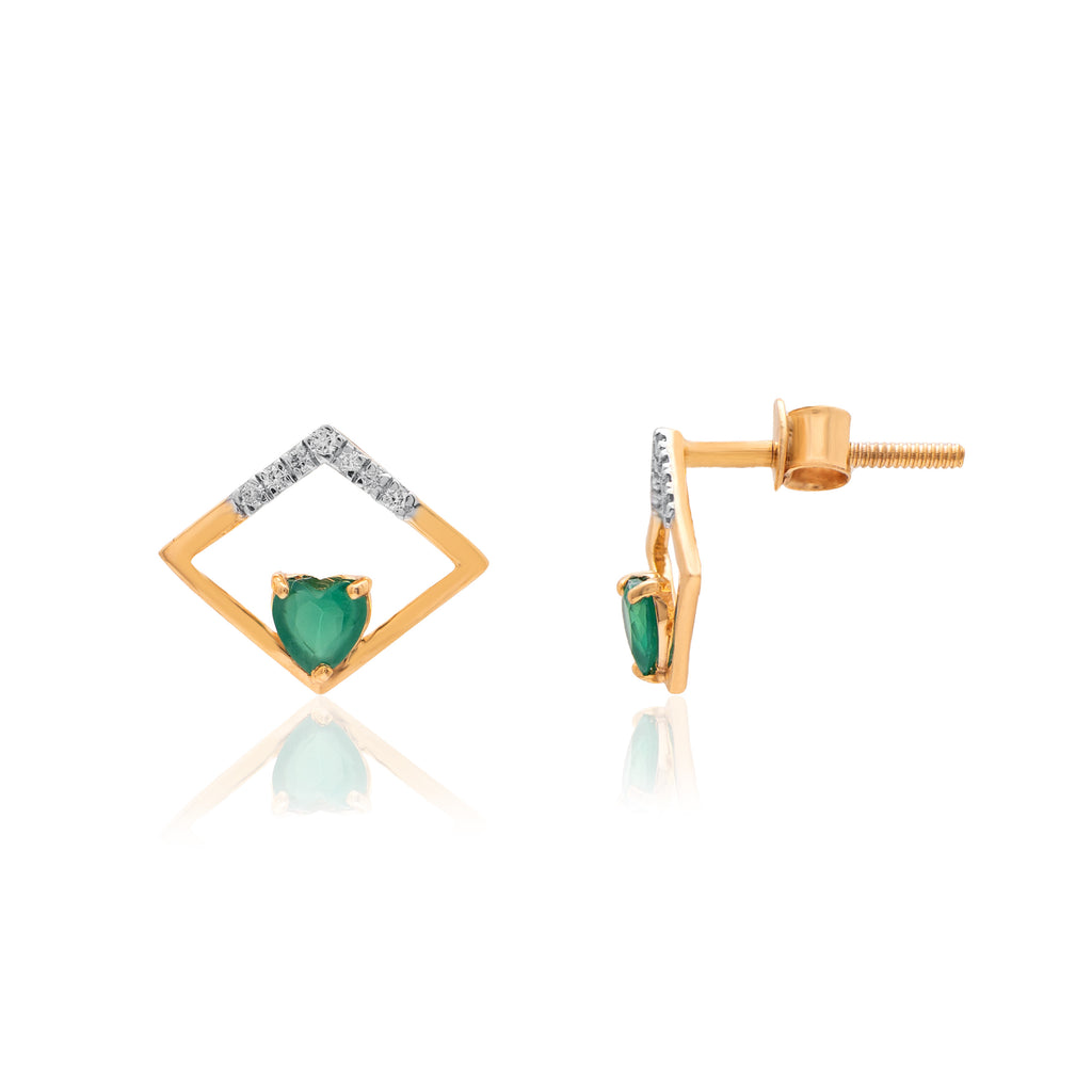 Verdant Diamond Frame Diamond Earrings – alternate studio view