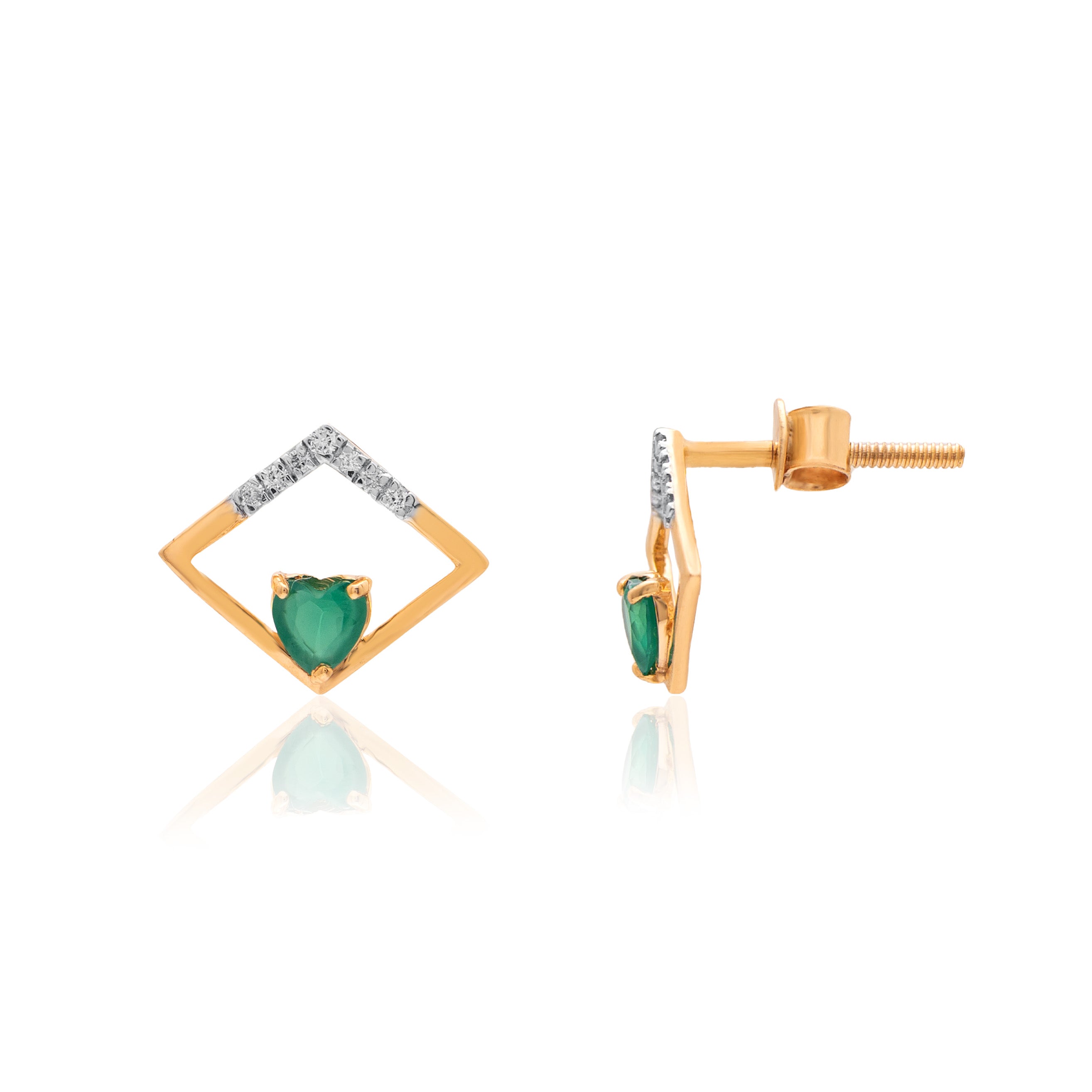 Verdant Diamond Frame Diamond Earrings – alternate studio view