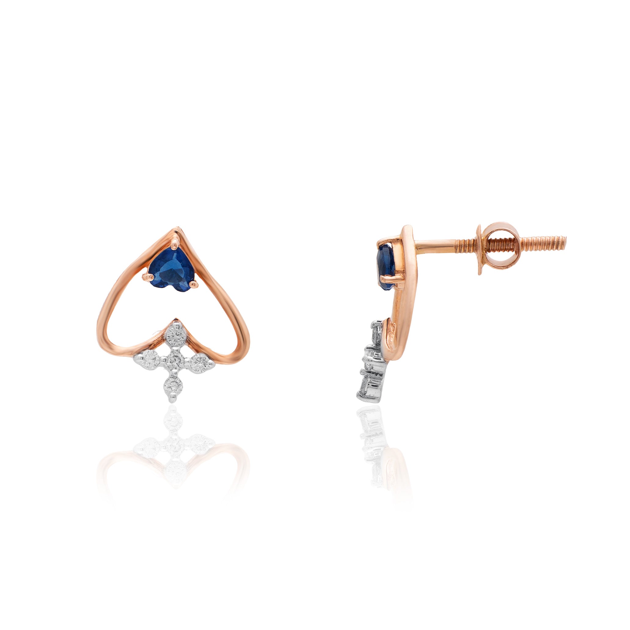 Crimson Petal Orbit Diamond Earrings – studio view 2