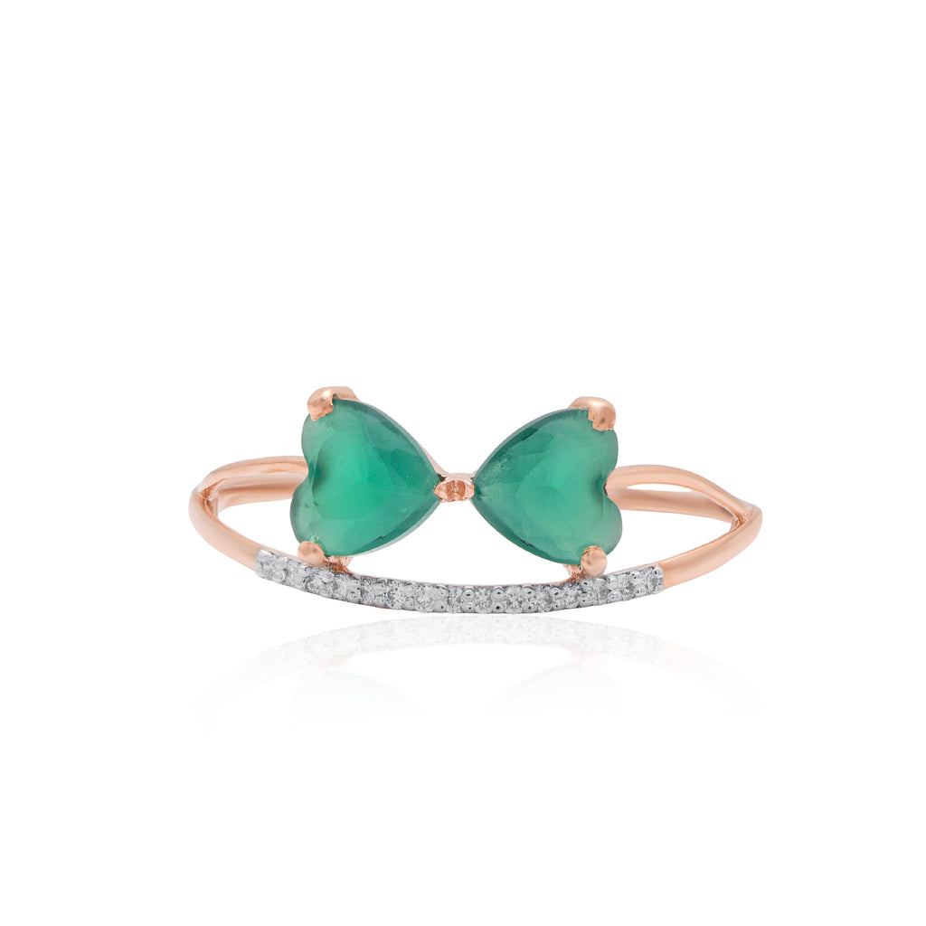 Emerald Leaf Whisper Diamond Ring