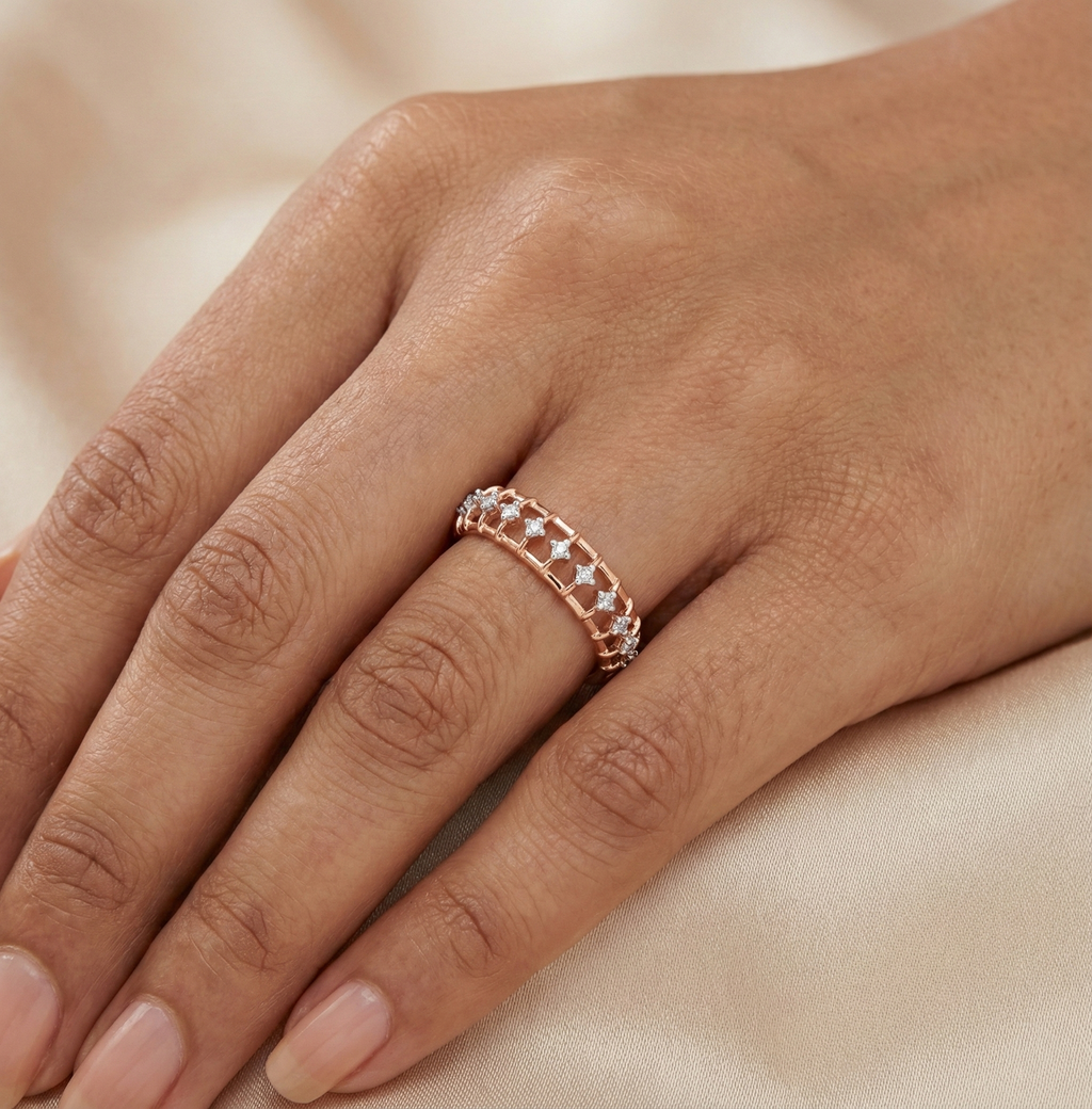 Radiant Row Diamond Gold Ring