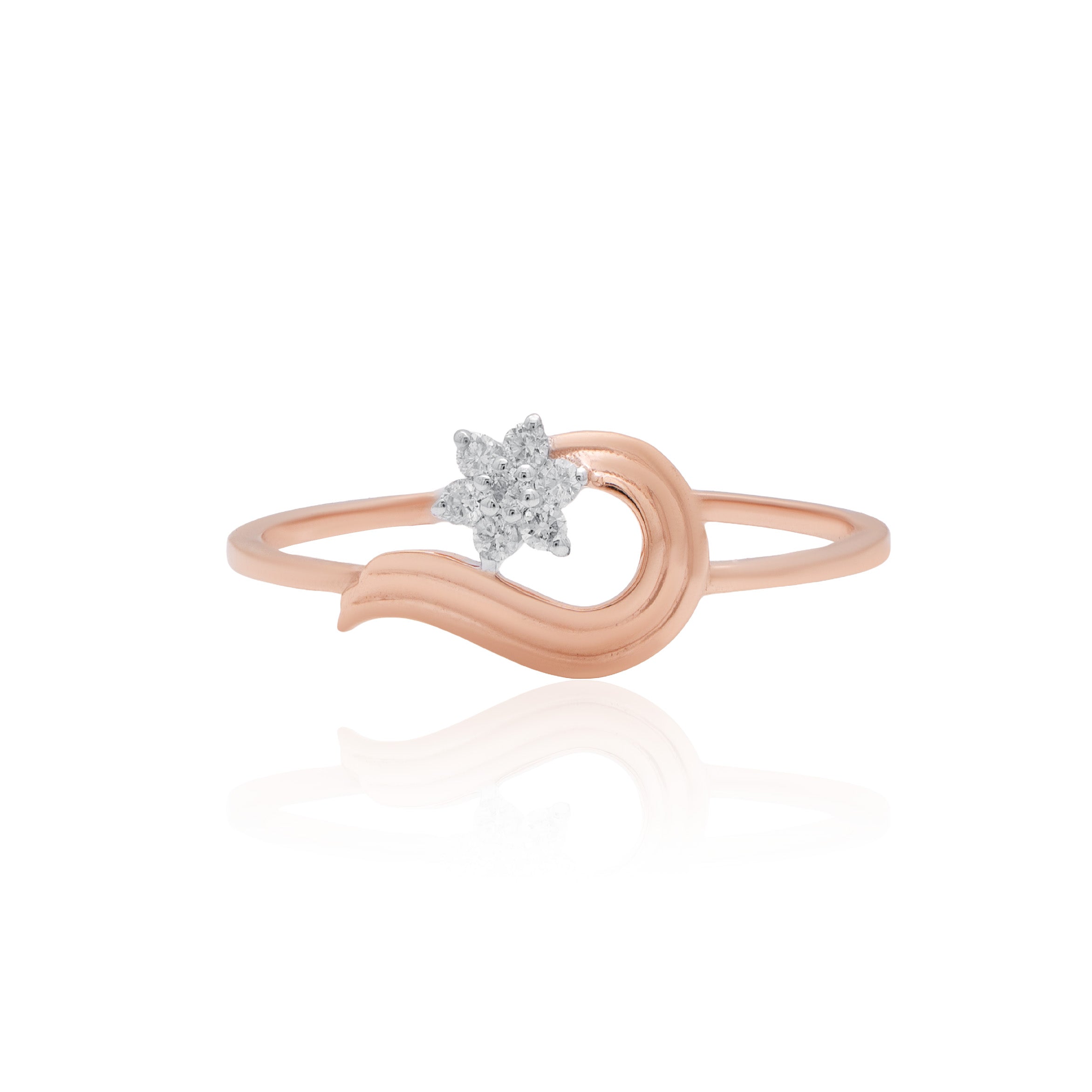 Graceful Wave Diamond Gold Ring